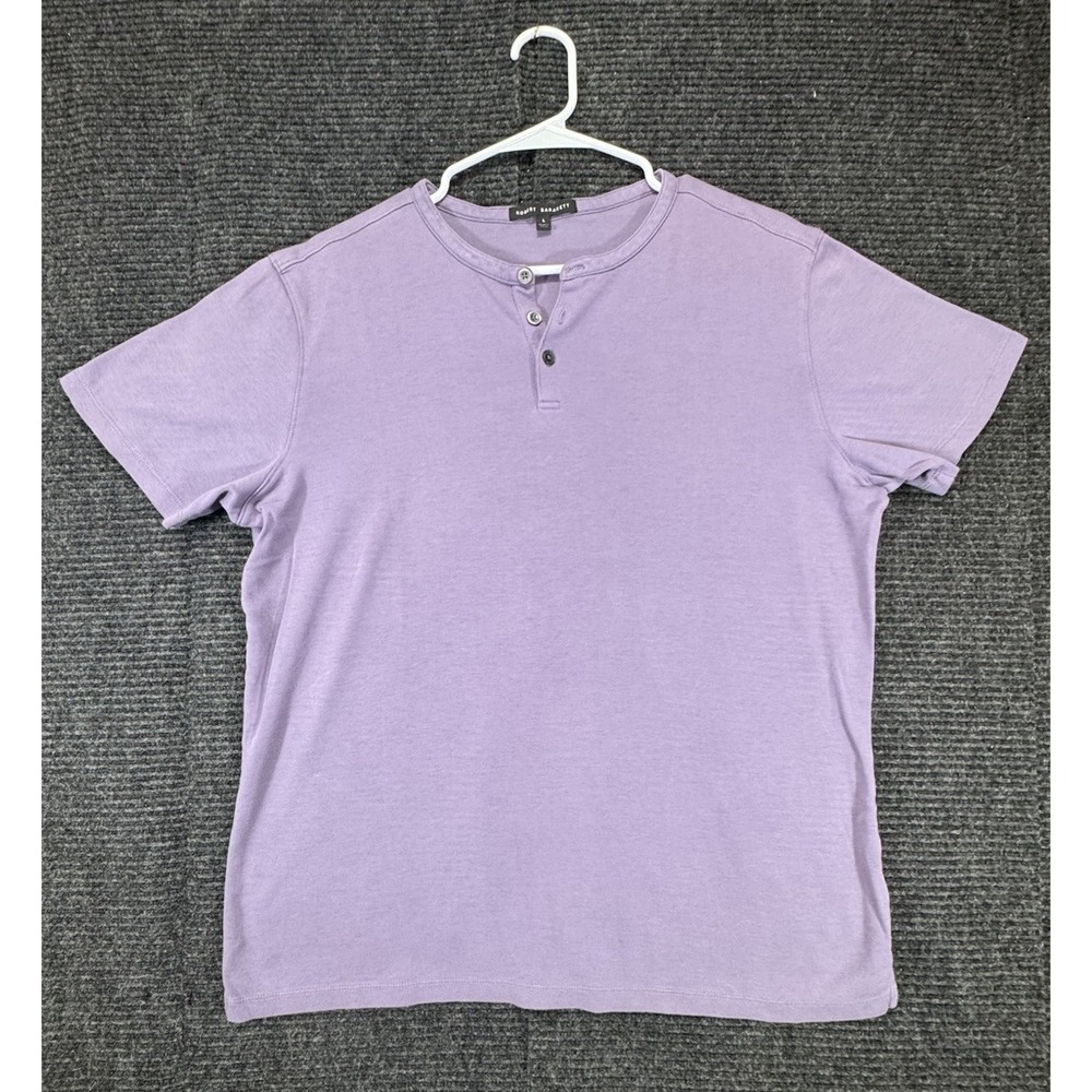 Robert Barakett Jefferson Men's L Soft Purple Short Sleeve Henley Pima Cotton